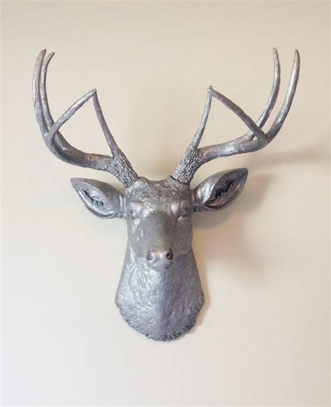 sheet metal deer head|silver deer head wall mount.